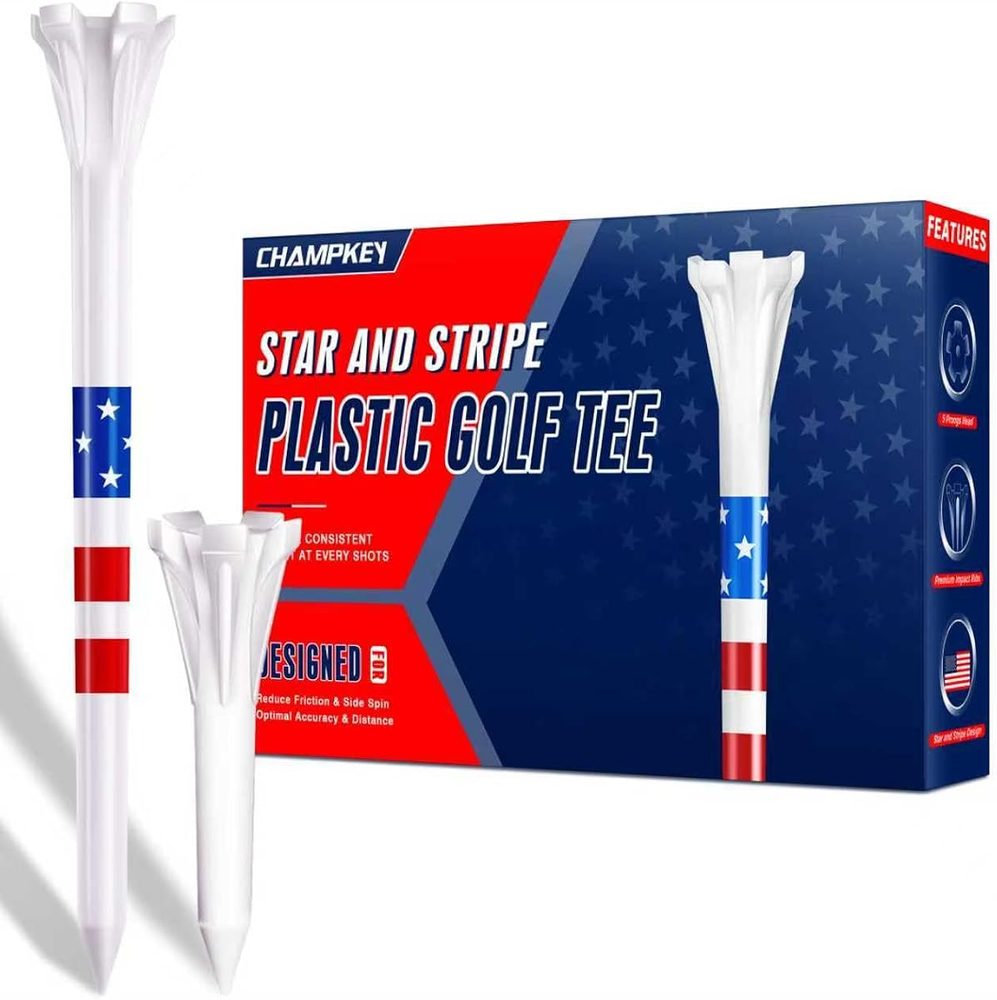 5-Prong Plastic Golf Tees with Star and Stripe Marking view 2