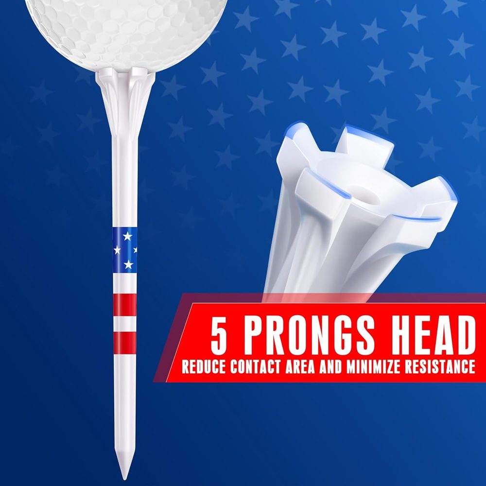 5-Prong Plastic Golf Tees with Star and Stripe Marking view 4