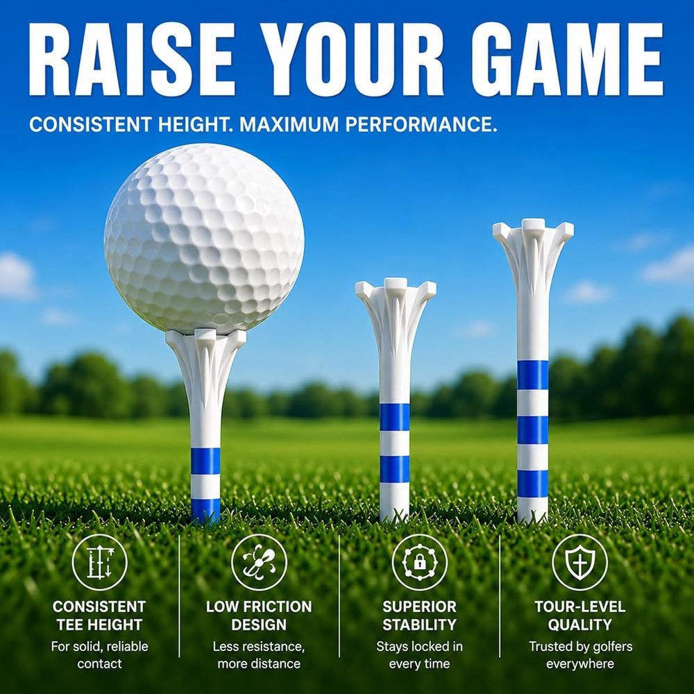 Professional 170 Pack Plastic Golf Tees, 3 Sizes view 3