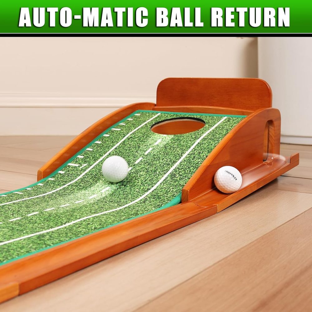 Premium Wooden Golf Putting Mat with 3 Gates (1 Hole) view 3