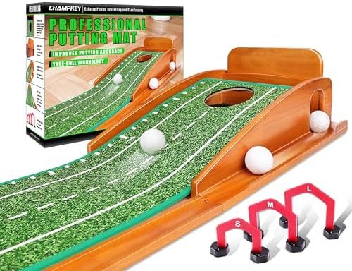 Premium Wooden Golf Putting Mat with 3 Gates (1 Hole)